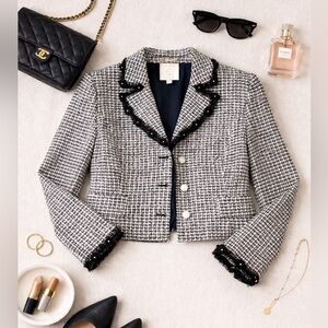 St. John Couture Pearl-Trim Tweed Jacket | Quiet Luxury | Size 4